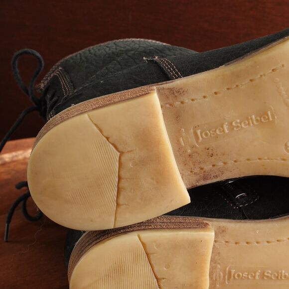 Josef Seibel Boots Womens SZ EU 37 US 6-6.5 BLK Sienna 01 Leather Back Tie Ankle - Picture 11 of 16